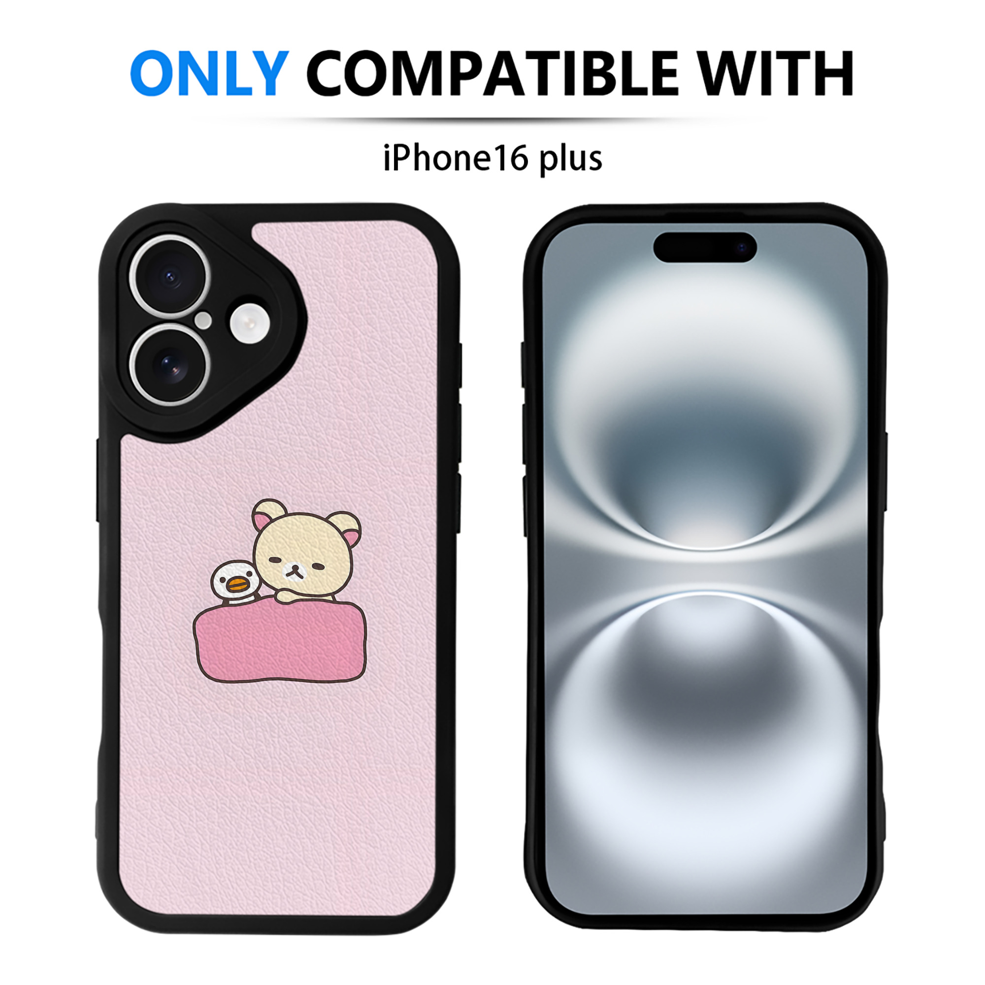 （画像用） リラックマ リラックマ キイロイトリ Rilakkuma Korilakkuma Kiiroitori 【iPhone 16シリーズ対応】シリコンスマホケース（レザー調） 材質：シリコン